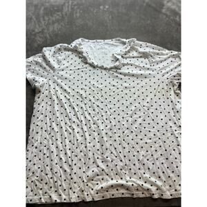 TALBOTS WOMEN'S BLOUSE TOP SIZE 3X WHITE POLKA‎ DOT Short Sleeve